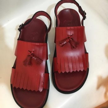 RED FULL FRINGE SANDALS